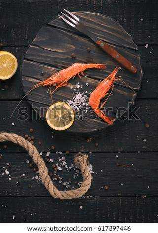 Boiled shrimp on the table. Shrimp close-up