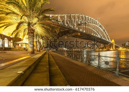 Nightscape at Sydney, capital of New South Wales and one of Australia's largest cities, is best known for its harborfront Sydney Opera House, with a distinctive sail-like design.