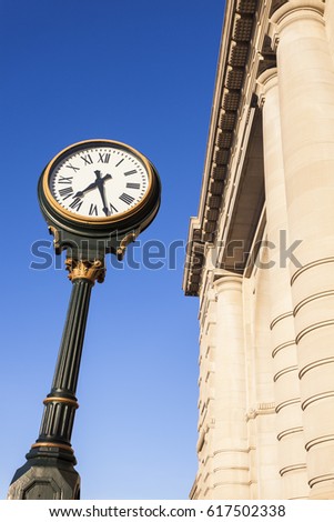 Clock at Union Station in Kansas City . Kansas City, Missouri, USA.