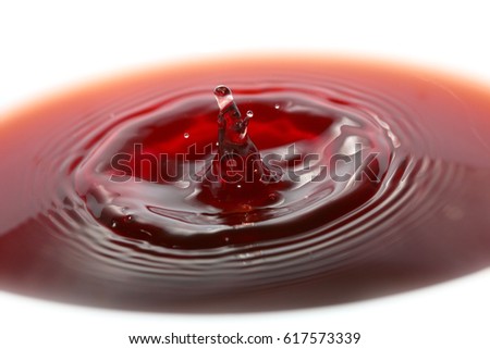 Fantasy textures and patterns on the surface of the drink created by a water drop when falling from a height