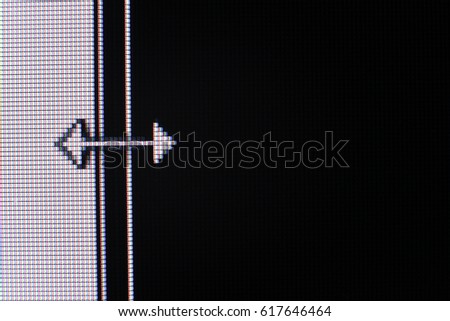 The black screen of the monitor and the cursor stretches the white window by side to the left