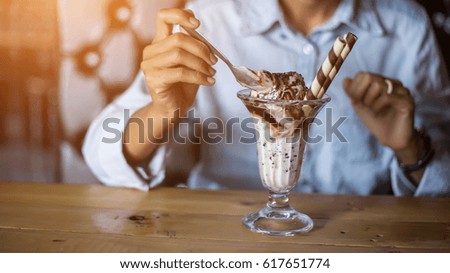 Women relax in an ice cream shop