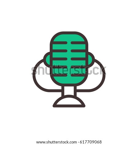 Microphone vector icon isolated interview music TV web broadcasting vocal tool show voice radio broadcast audio live record studio sound media set