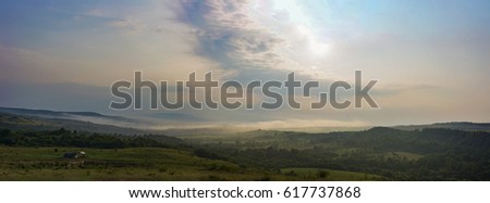 Sunrise over Hateg County ,Carpathian Mountains, Romania