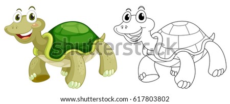 Animal outline for cute turtle illustration