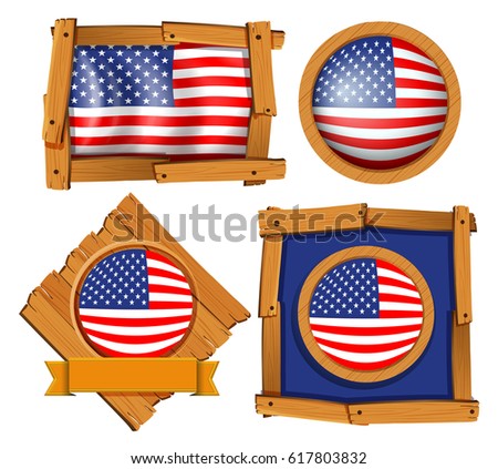 American flag on different frames illustration