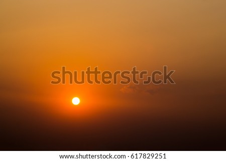 Sunlight at evening time and sky orange color background