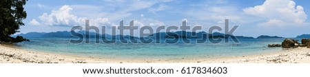 Panorama of beautiful beach sea view with cloud and sky at koh wai, trat - thailand.