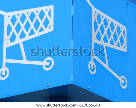 Blue shopping cart sign
