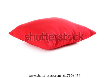 Red pillow isolated on a white Royalty-Free Stock Photo #617906474