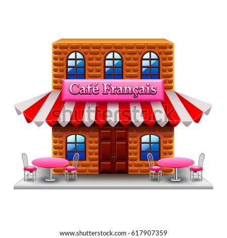 French cafe isolated on white photo-realistic vector illustration
