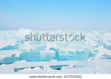 Russia, Baikal lake, ice hummocks