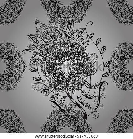 Grayen pattern with gray elements. Vector illustration. Vector oriental ornament. Seamless oriental ornament in the style of baroque. Traditional classic gray pattern.