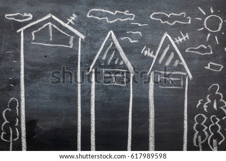 chalk drawing home on board