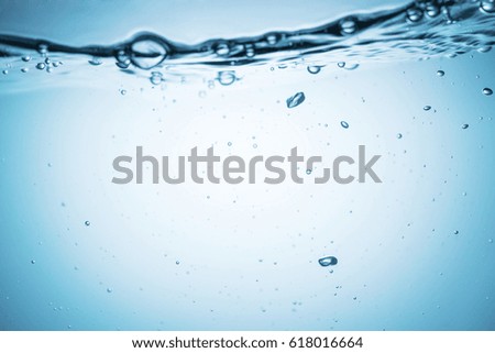 Clear water surface with ripple and bubble