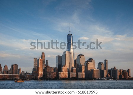 Cityscape of New York from water 