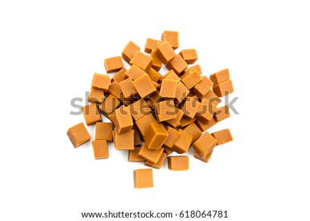 caramel candies isolated on white background