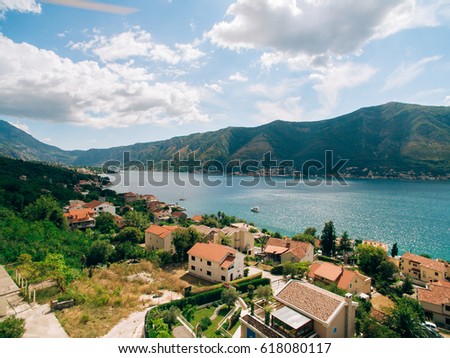 Kotor Bay in Montenegro. Mountains, canyons sea