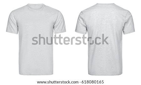 Gray t-shirt, clothes on isolated white background. Royalty-Free Stock Photo #618080165