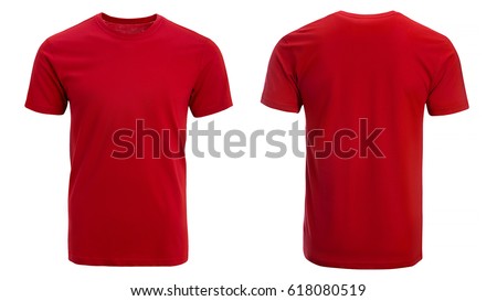 Red t-shirt, clothes on isolated white background Royalty-Free Stock Photo #618080519