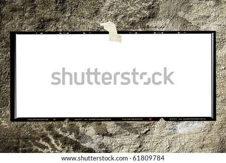 Blank medium format panorama  negative picture frame,with free copy space, on grungy background
