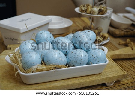 Happy Easter background with blue easter eggs