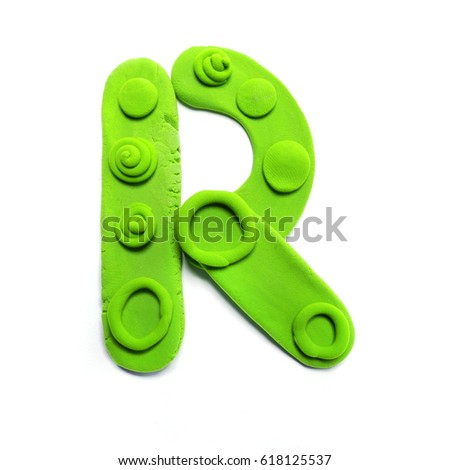 Plasticine letter R. Color plasticine alphabet, isolated.