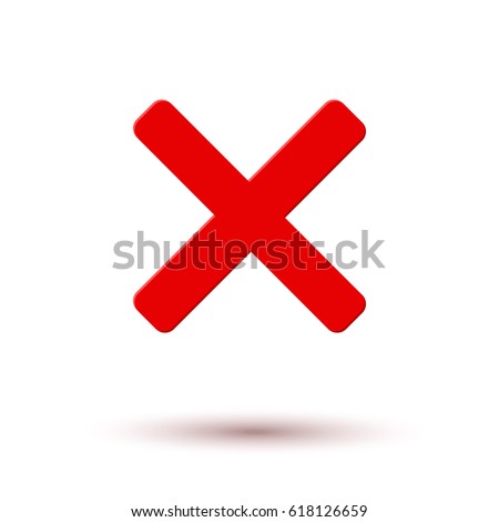 Cross red icon isolated on white background. Symbol No or X button for correct, vote, check, not approved, error, wrong and failed decision. Vector stop sign or mark graphic element for web design.
