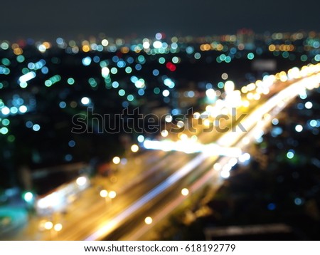 night city blurred background, top view of Bangkok, Thailand