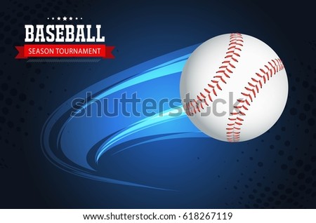 baseball with animated motion lines on a blue background vector design.
