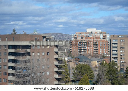 Residential building with balconies in Montreal  (Cote Saint-Luc) Canada.