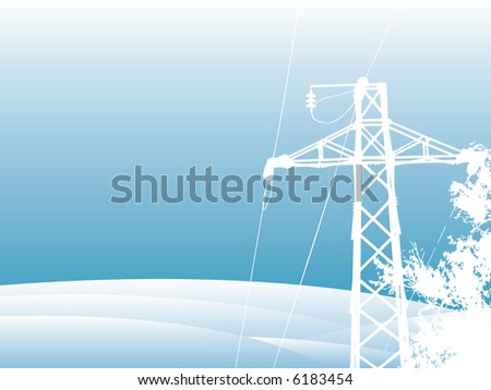 Winter high-voltage transmission tower