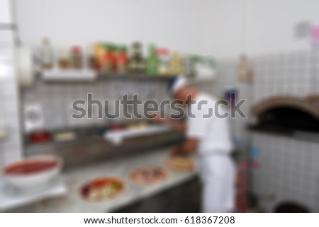 Picture blurred for background abstract and can be illustration to  how to prepare pizza
