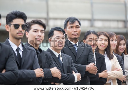 Asian business team standing together, protrait business people concept.