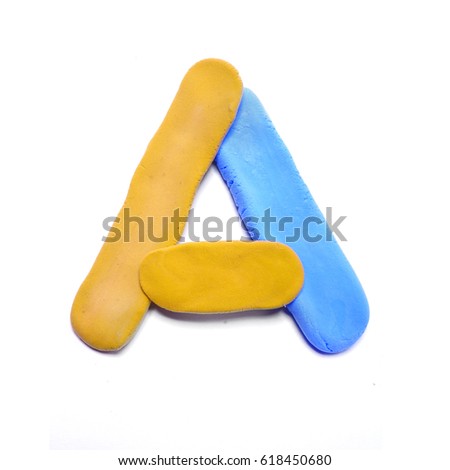 Plasticine letter A. Color plasticine alphabet, isolated.