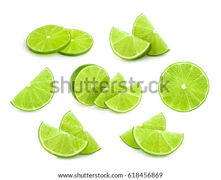 lime slices isolated Royalty-Free Stock Photo #618456869
