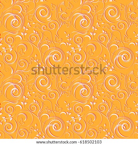 Seamless pattern with baroque ornamental elements on bright background. Vector illustration for web or print design, can be used for fabric, invitations, wallpapers, scrap-booking.