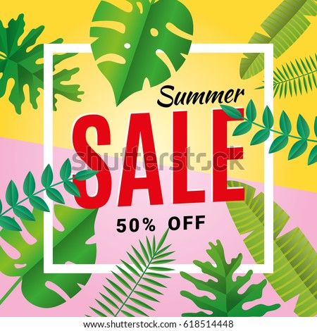 Tropical summer Sale background.