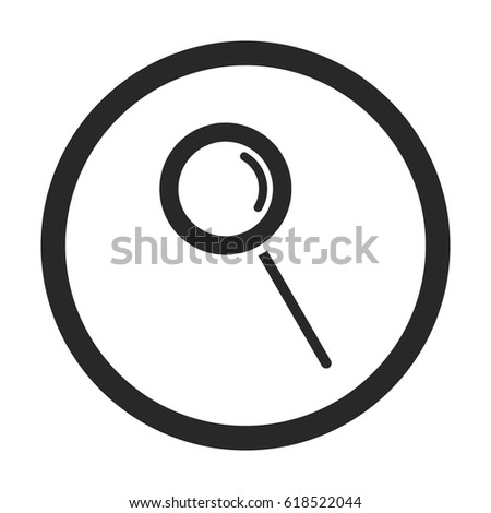 Loupe or magnifying glass symbol simple , silhouette icon on background