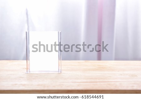 Table tent on wooden table