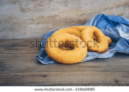 Donuts put on the table with fabric