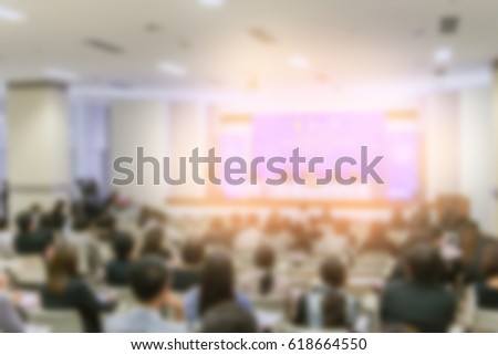 Blurred background, business Meeting Conference Training Learning Coaching Audience Concept.