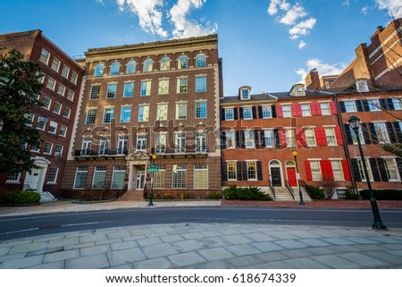 Historic buildings at Washington Square, in Philadelphia, Pennsylvania.