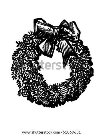 Christmas Wreath - Retro Clip Art
