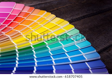 color palette guide of paint samples catalog Royalty-Free Stock Photo #618707405