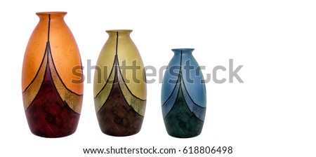 
three retro vases isolated  Royalty-Free Stock Photo #618806498