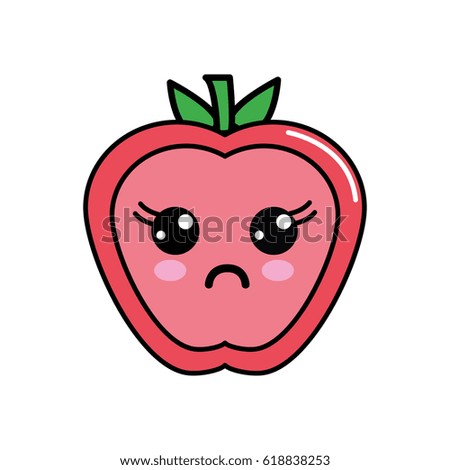kawaii cute surprised apple fruit