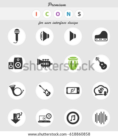 music vector icons for user interface design