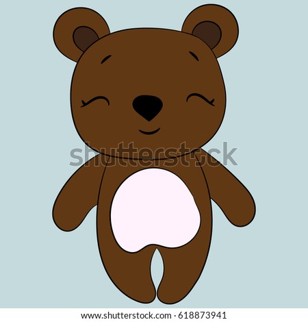 Children's illustration with a cute bear. Best Choice for cards, invitations, printing, party packs, blog backgrounds, paper craft, party invitations, digital scrapbooking.