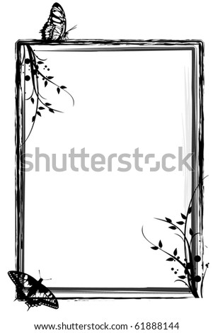 Grunge floral frame on the white background